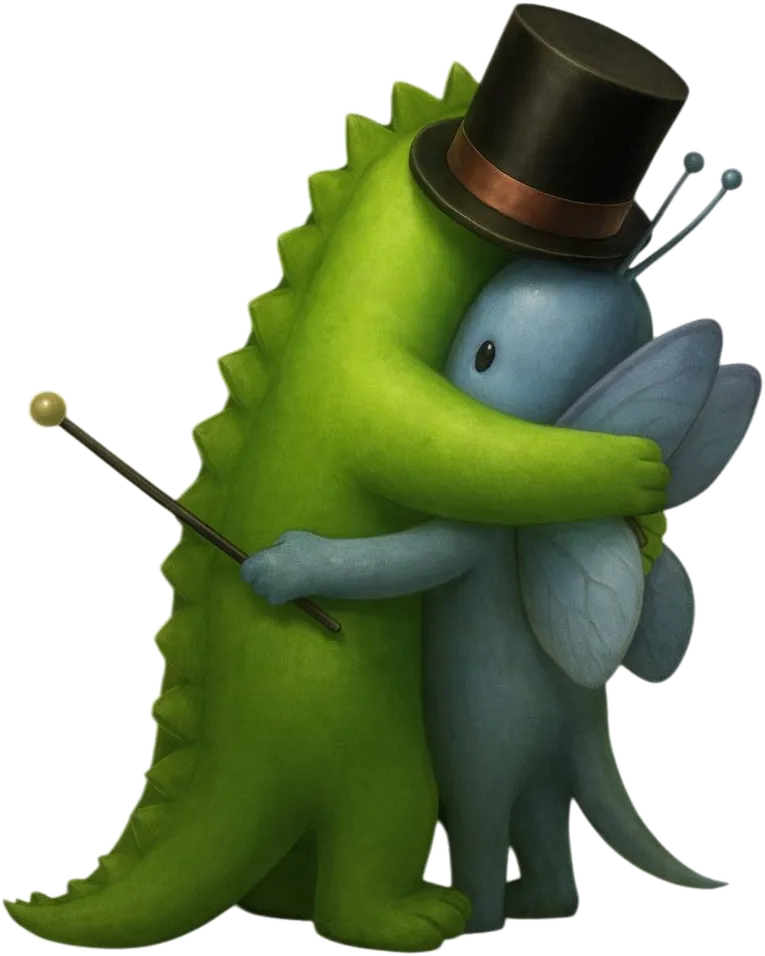 Le due mascotte di MioTuo si abbracciano